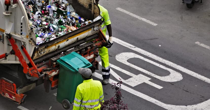Waste service brings trash to a garbage truck