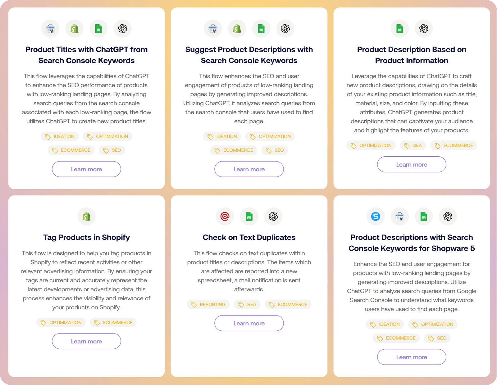 A few of our flows when you filter by the objective “Ecommerce”